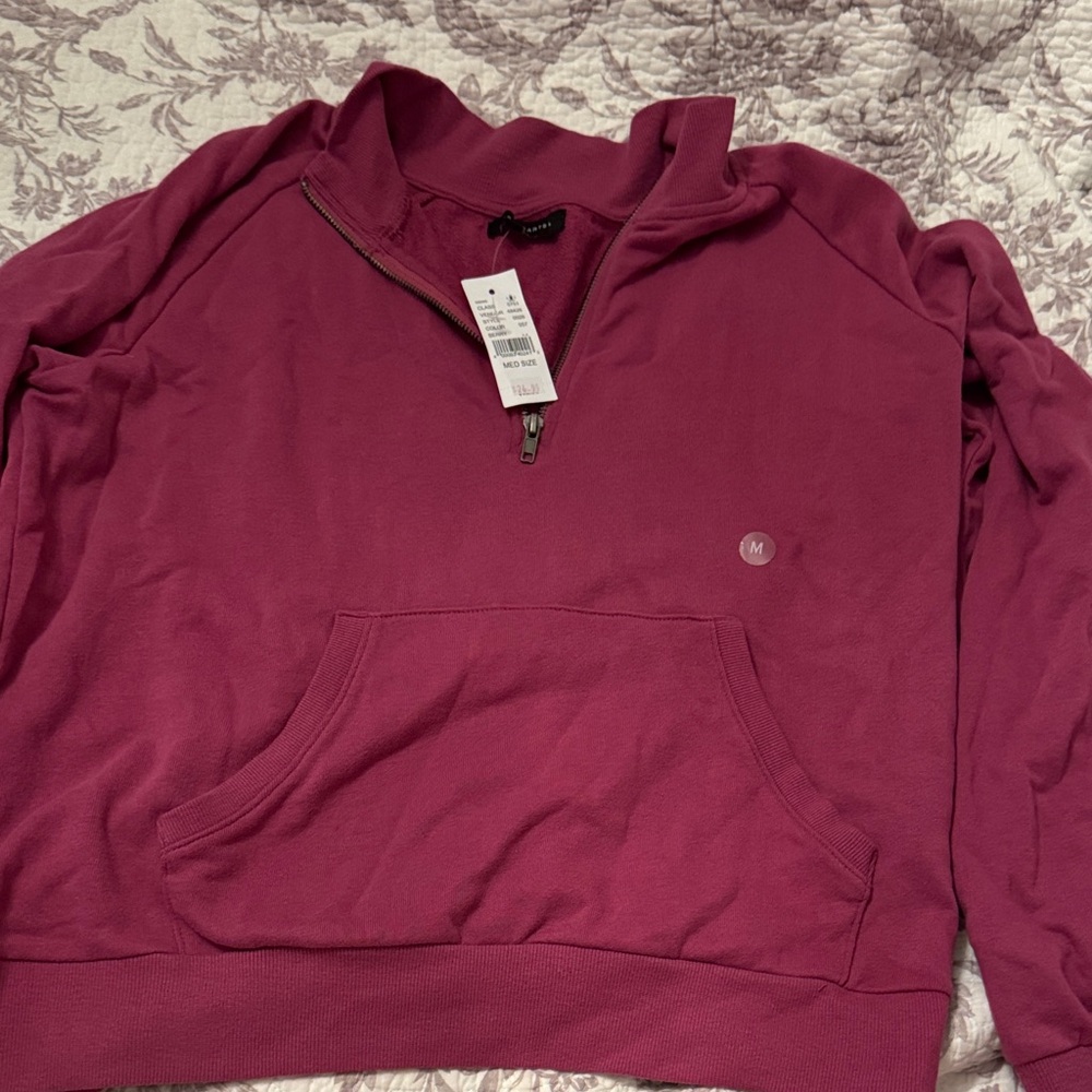 La Hearts Burgundy Half-Zip Pullover